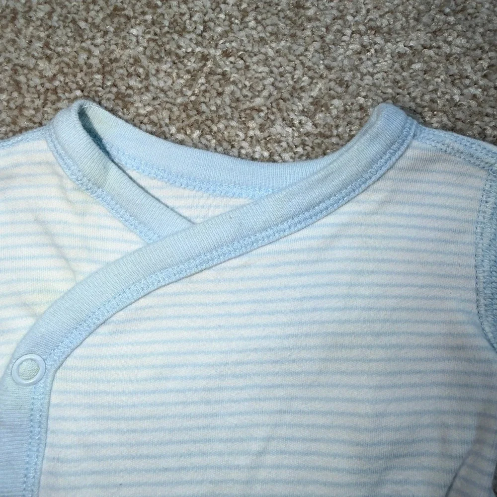 Moon and Back Hanna Andersson Baby 4pc Organic Cotton Set Blue White Striped NB